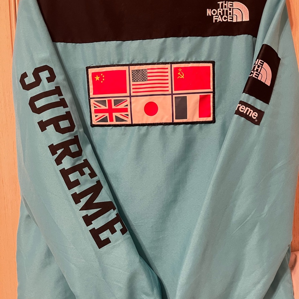 BLUE AND BLACK, SUPREME X NORTH FACE WIND JACKET